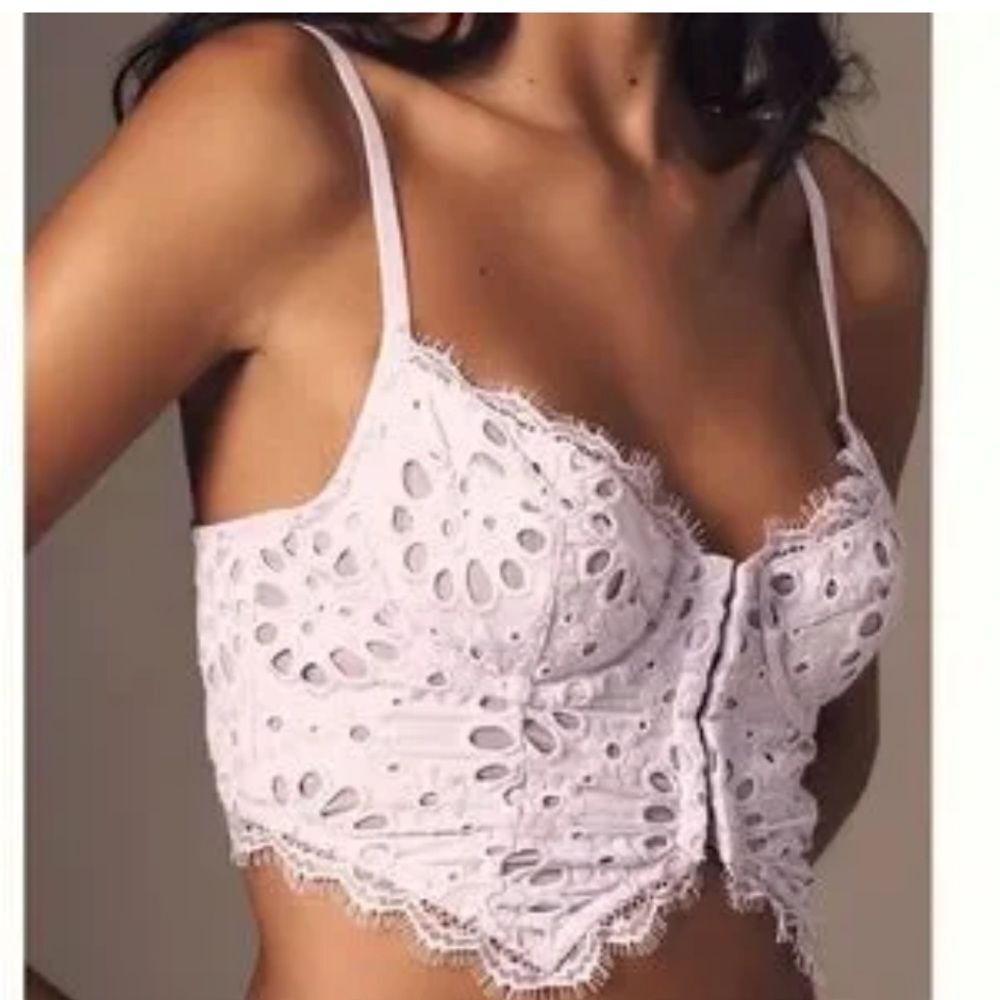 Anthropologie The GISELLE Lace Bustier: Eyelet Edition White sz Small